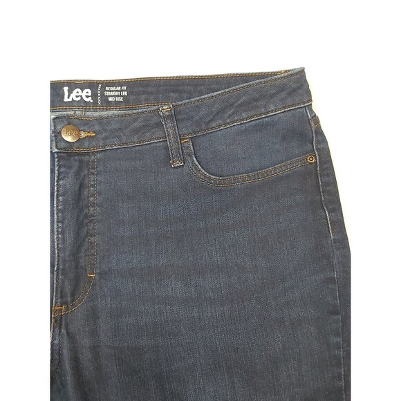 Lee Regular Fit Plus Size 20m Straight Leg Mid Rise Dark Wash Denim Jeans - Picture 12 of 13